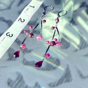 Pink Red Bead drop earrings